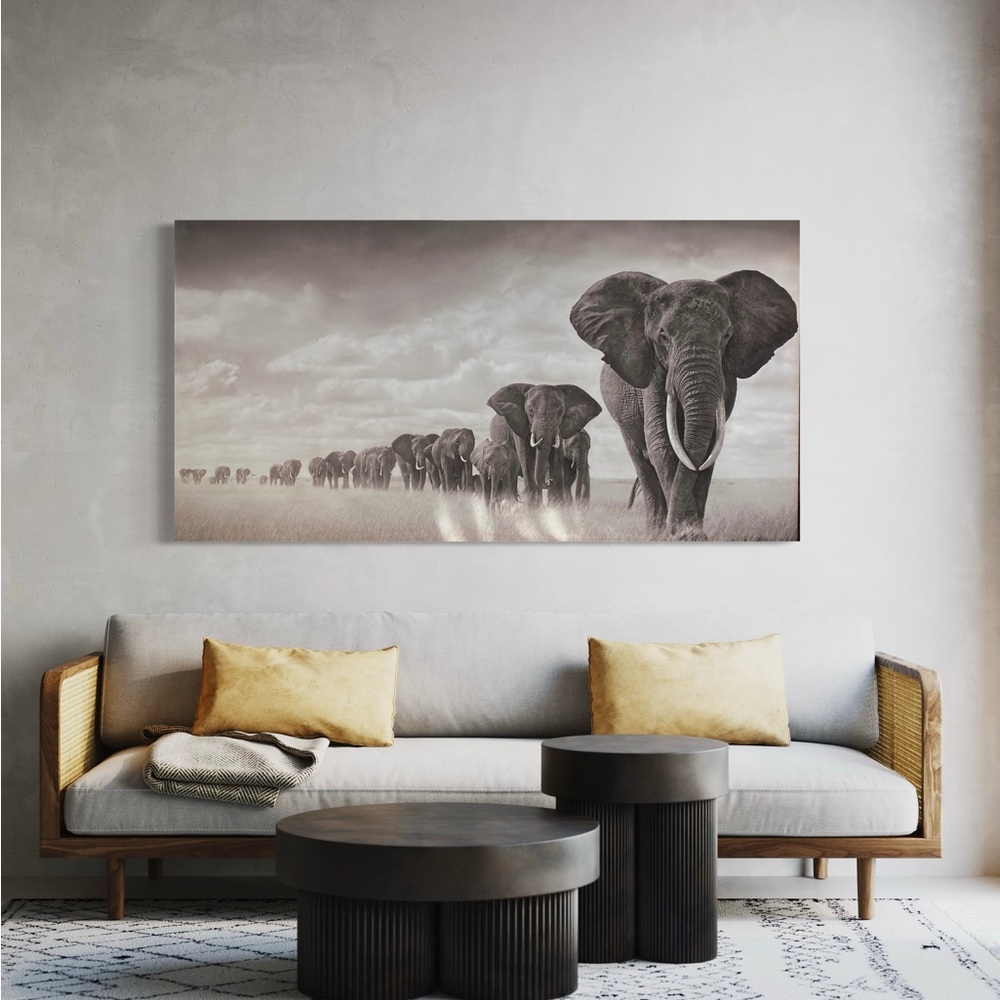 Picture Elephants Migration 57” x 30” (4.8ft by 2.5ft) Large NEW!